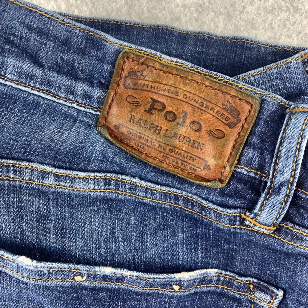 Polo Ralph Lauren Jeans Men 34x32 Blue Distressed Authentic Dungarees